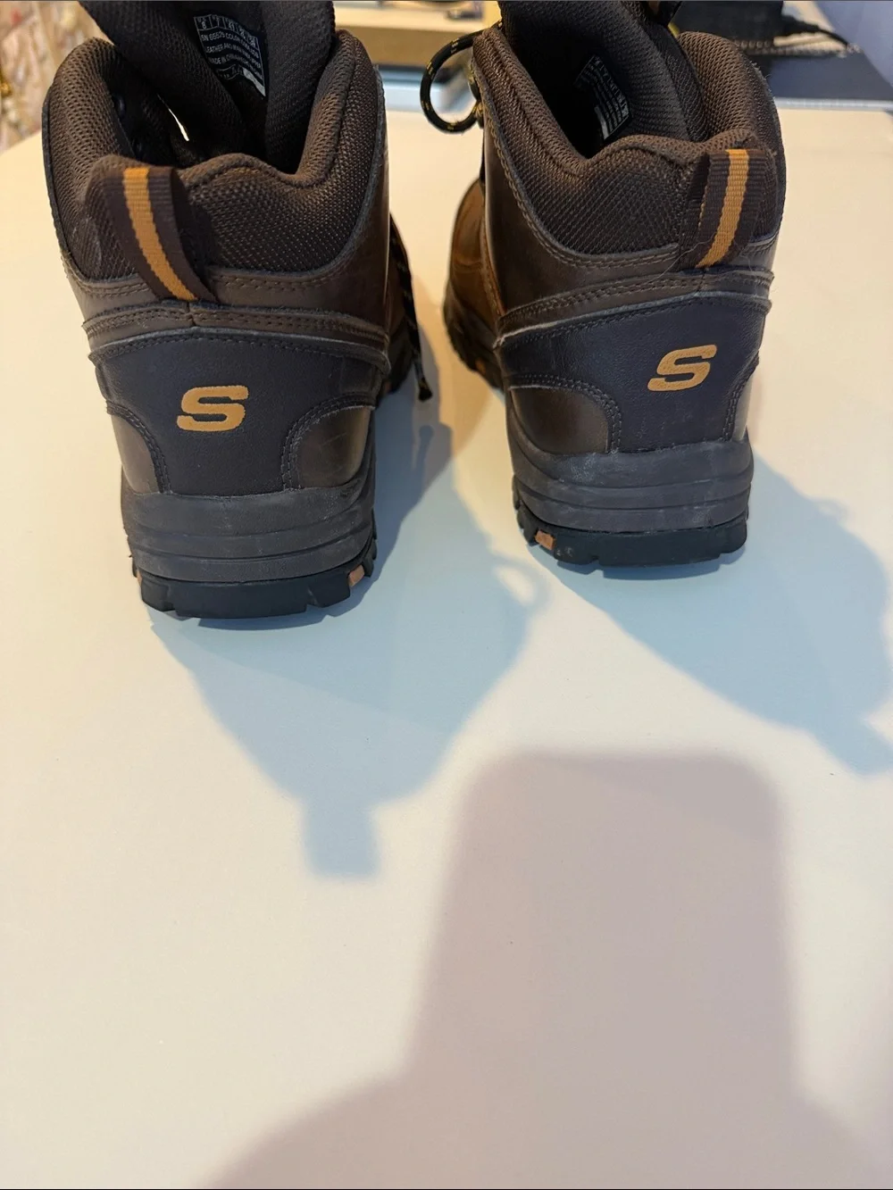 Skechers Brown Waterproof Hiking Boots with Orange Accents Men’s 8